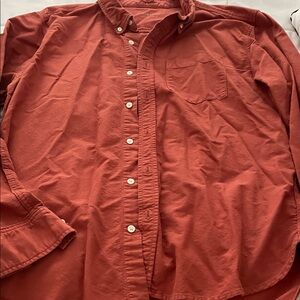 Men's Casual Rust Button-Down Shirt
